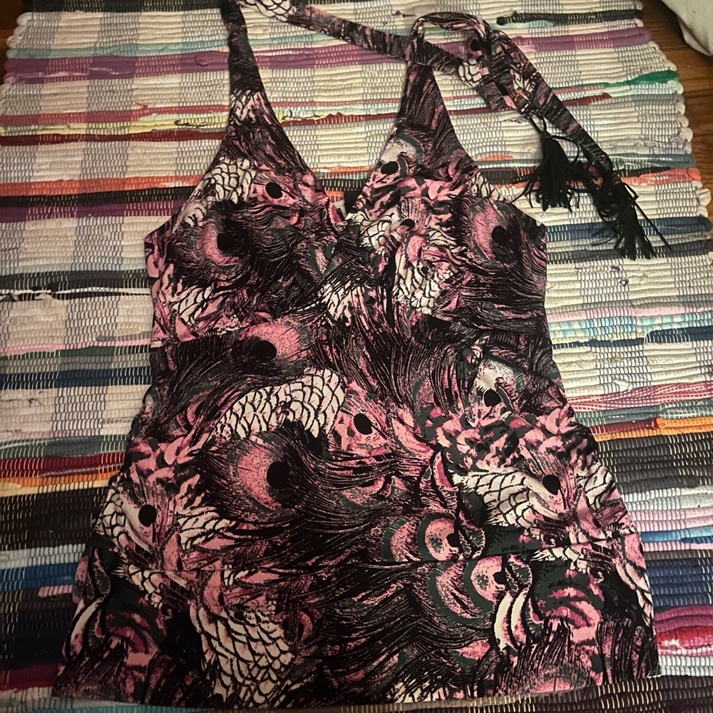 Bisou Bisou Pink and Black Patterned Camisole